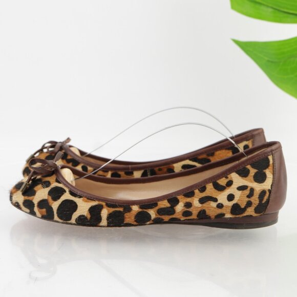 Jean-Michel Cazabat Womens Rikita Ballet Flats Size 38.5 8.5 Brown Leopard Fur - Picture 6 of 12